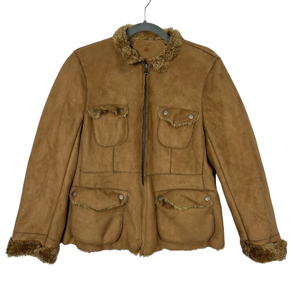 Brown Faux Leather Jacket Size Medium